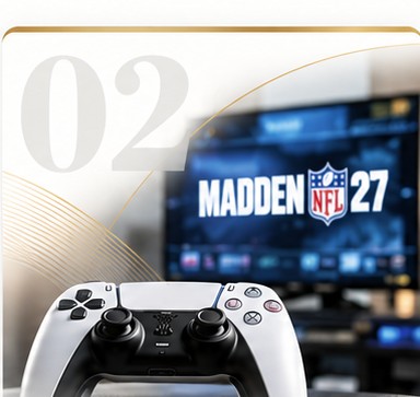 Game controller and football video game scene